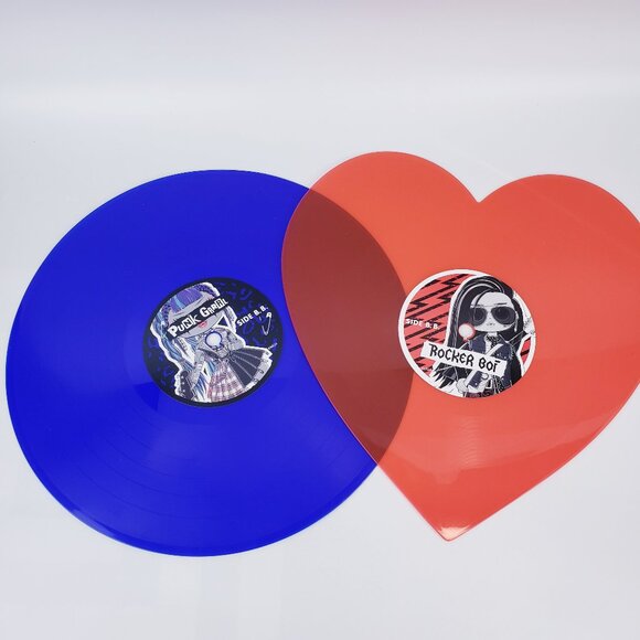 2 Toy LP records for LOL Surprise OMG Remix Rocker Boi and Punk Grrrl blue/red - Picture 1 of 3